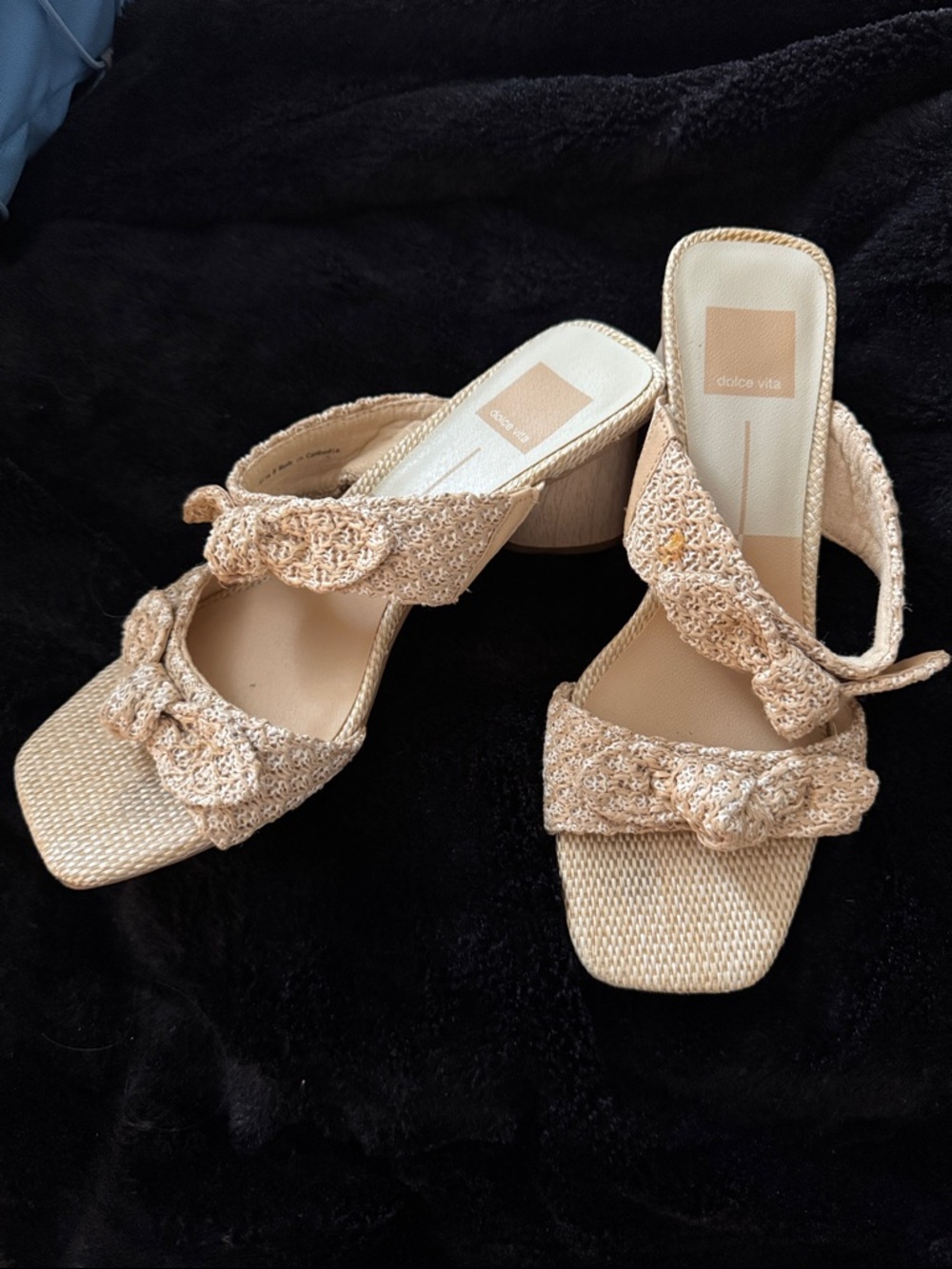 Dolce Vita Beige Woven Knot Block Heel Sandals